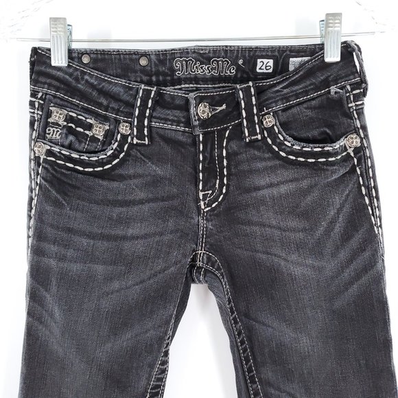 Miss Me Women Skinny Jean Low Rise JP5014SK-3 Black Grey Size 26 (26x32) - Picture 3 of 10